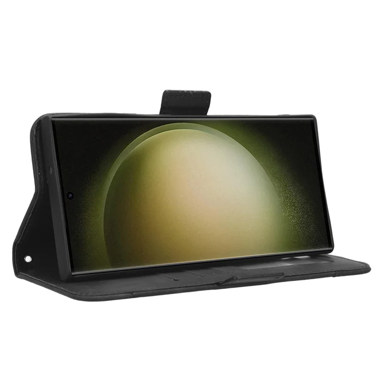 Für Samsung Galaxy S23 Ultra Mehrere Kartensteckplätze PU-Leder Handyhülle Stand Brieftasche Klapphülle - Schwarz