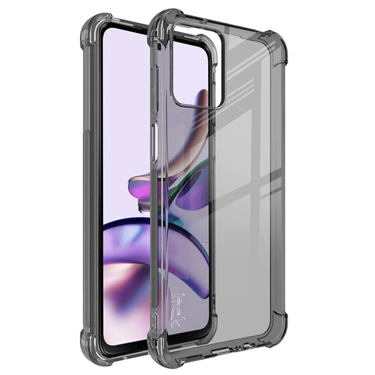 IMAK For Motorola Moto G53 5G Four Corner Cushion Airbag Design Clear TPU Phone Case Cover - Transparent Black