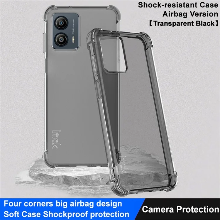 IMAK For Motorola Moto G53 5G Four Corner Cushion Airbag Design Clear TPU Phone Case Cover - Transparent Black