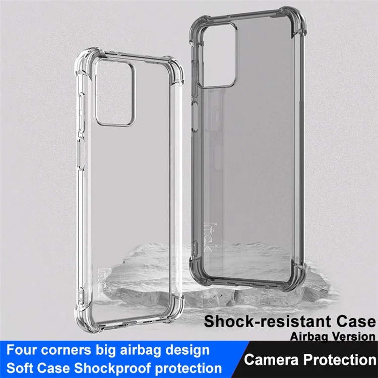 IMAK For Motorola Moto G53 5G Four Corner Cushion Airbag Design Clear TPU Phone Case Cover - Transparent Black