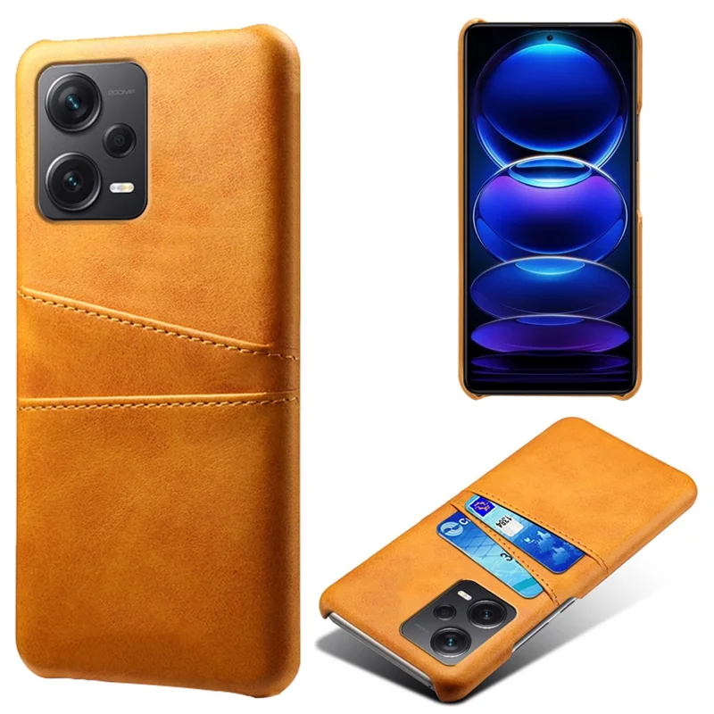 For Xiaomi Redmi Note 12 Pro+ 5G Phone Back Cover PC+PU Leather Phone Case with Dual Card Slots - Orange