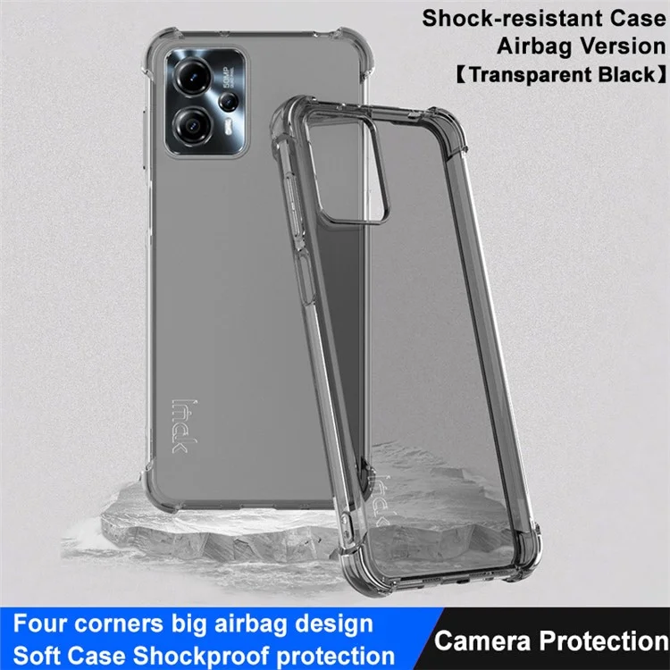 IMAK Pour Motorola Moto G13 4G / G23 4G Étui de Téléphone Transparent Antichoc en TPU - Coussin de Protection aux Quatre Coins - Conception Airbag - Couverture Arrière de Téléphone - Noir Transparent