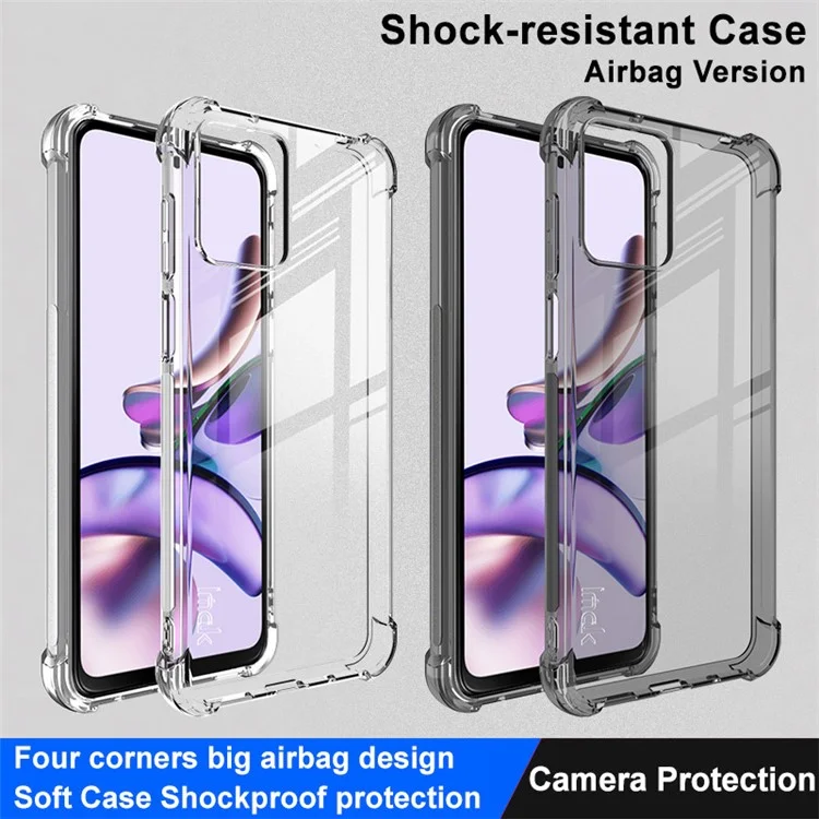 IMAK Pour Motorola Moto G13 4G / G23 4G Étui de Téléphone Transparent Antichoc en TPU - Coussin de Protection aux Quatre Coins - Conception Airbag - Couverture Arrière de Téléphone - Noir Transparent