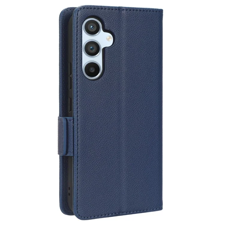 For Samsung Galaxy A54 5G Mobile Phone Cover Wallet Stand Litchi Texture PU Leather Dual Magnetic Clasp Phone Case - Dark Blue