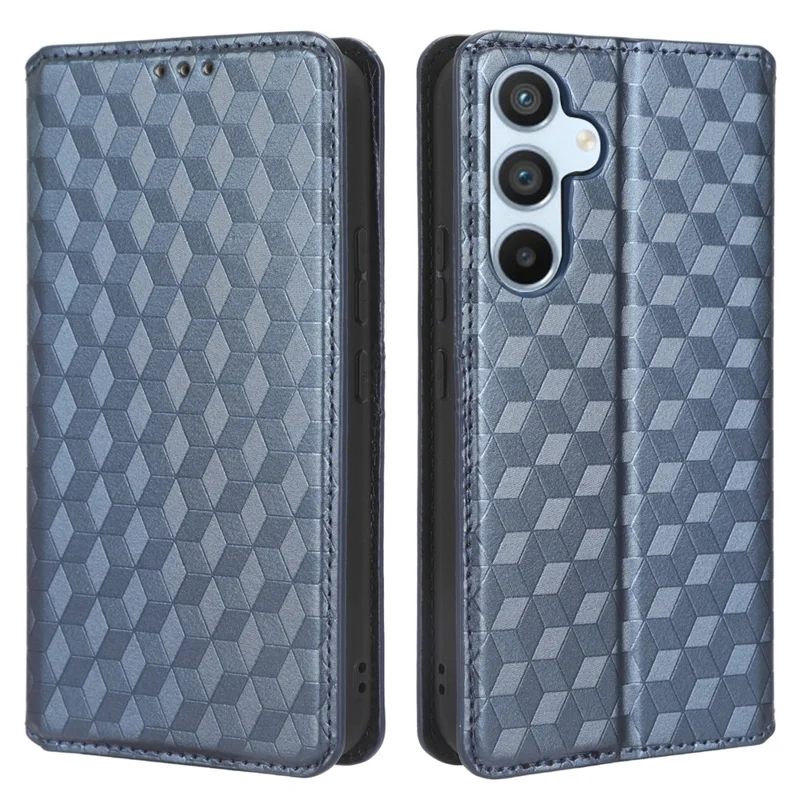 For Samsung Galaxy A54 5G Flip Phone Case Rhombus Pattern Imprinted PU Leather Wallet Stand Cover - Blue
