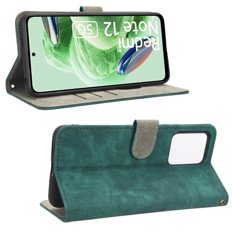 For Xiaomi Redmi Note 12 5G (Global) / (India) / (China) / Poco X5 5G Full Coverage RFID Blocking Leather Phone Case Stand Wallet Phone  Shell - Green