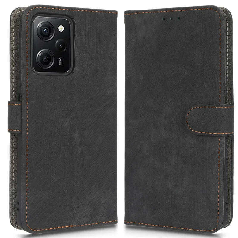 For Xiaomi Poco X5 Pro 5G / Redmi Note 12 Pro 5G / Redmi Note 12 Pro Speed 5G Leather Phone Case Phone Stand RFID Blocking Wallet Cover - Black