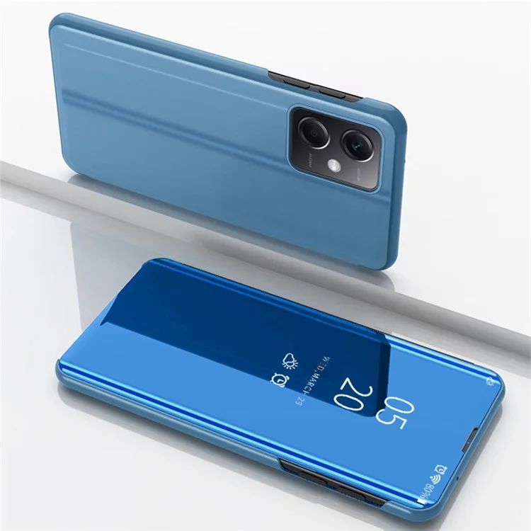 Per Xiaomi Poco X5 Pro 5G / Redmi Note 12 Pro Speed 5G / Note 12 Pro 5G Vista Finestra Custodia in Pelle PU Superficie Placcata Specchio Stand Cover - Blu