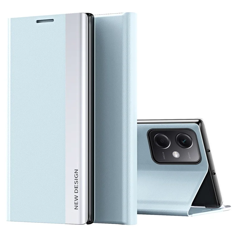 Per Xiaomi Poco X5 Pro 5G / Redmi Note 12 Pro Speed 5G / Note 12 Pro 5G Custodia per telefono in pelle PU con supporto Electroplating Smartphone Cover - Baby Blue