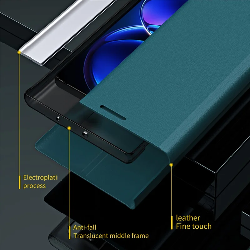 For Xiaomi Poco X5 Pro 5G / Redmi Note 12 Pro Speed 5G / Note 12 Pro 5G PU Leather Stand Phone Case Electroplating Smartphone Cover - Red