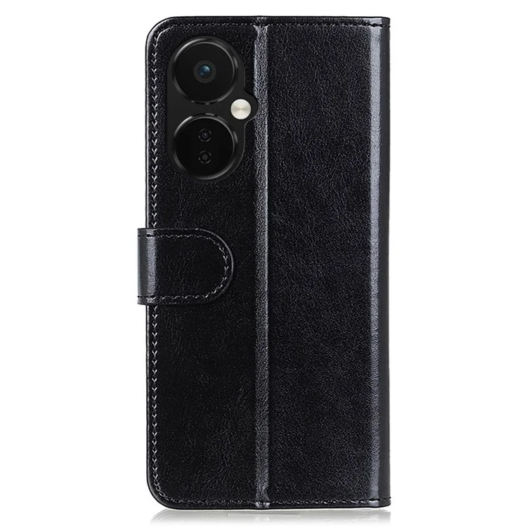 Para OnePlus Nord CE 3 Lite 5G / Nord N30 5G Funda de teléfono de piel sintética Crazy Horse Texture Stand Wallet Phone Cover - Negro