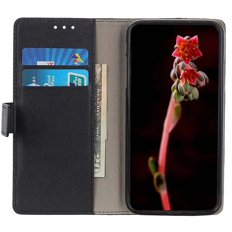 For OnePlus Nord CE 3 Lite 5G / Nord N30 5G Anti-scratch Wallet Cover Fine Textured Leather Cell Phone Stand Case - Black
