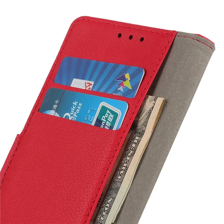 For OnePlus Nord CE 3 Lite 5G / Nord N30 5G Anti-scratch Wallet Cover Fine Textured Leather Cell Phone Stand Case - Red