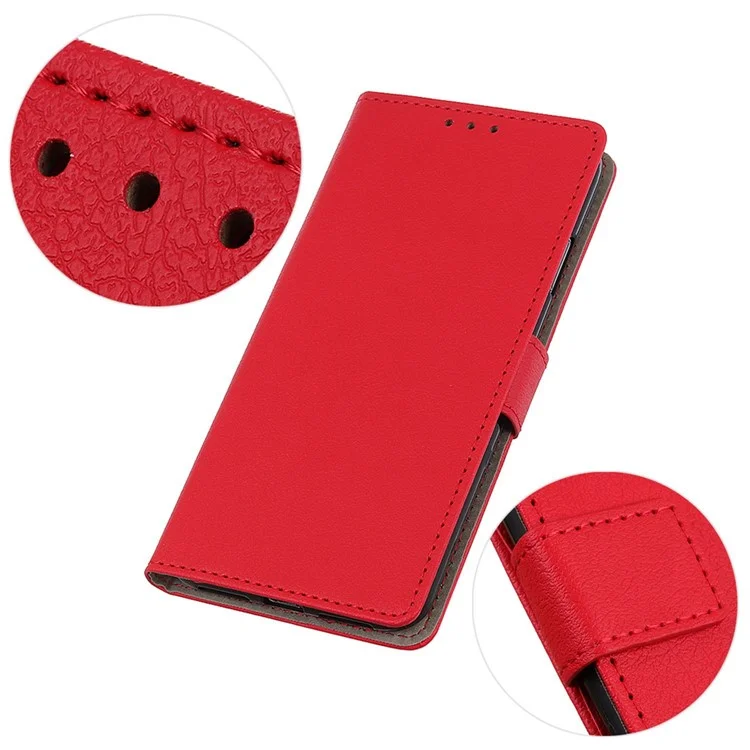 For OnePlus Nord CE 3 Lite 5G / Nord N30 5G Anti-scratch Wallet Cover Fine Textured Leather Cell Phone Stand Case - Red
