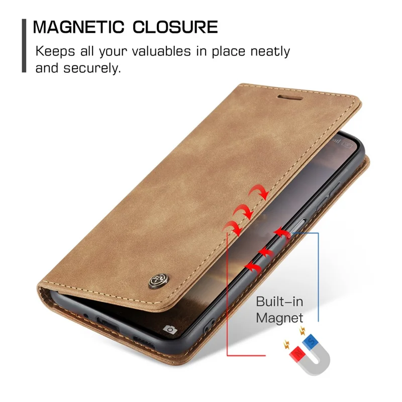 CASEME 013 Série Étui de téléphone pour Xiaomi Redmi Note 12 Pro 5G / Note 12 Pro Speed 5G / Poco X5 Pro 5G Étui en cuir PU anti-rayures Portefeuille Support - Marron
