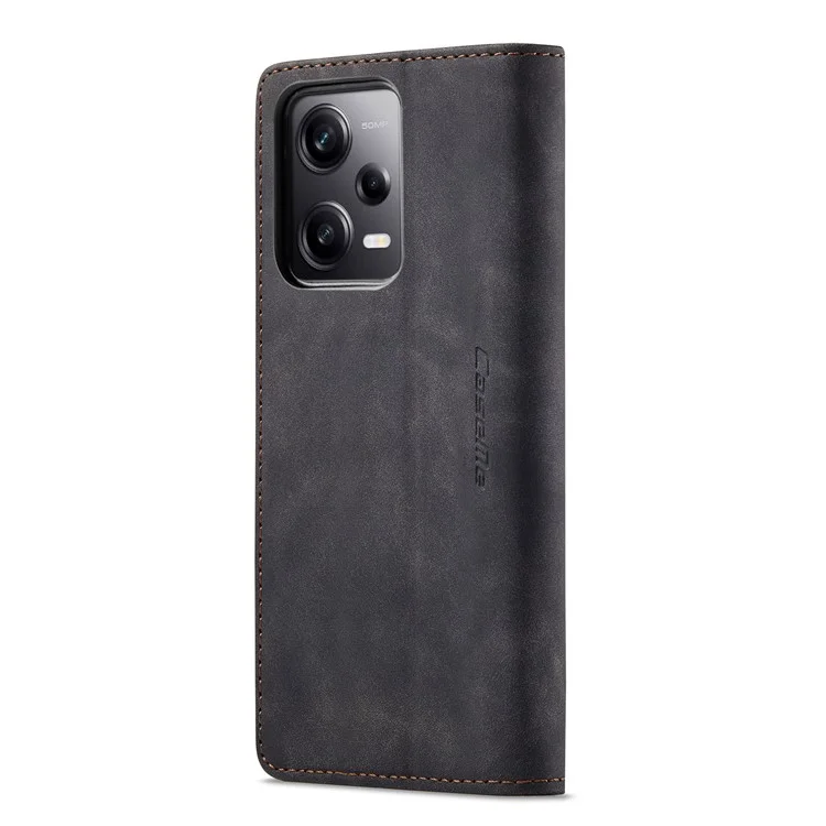 CASEME 013 Series Phone Shell for Xiaomi Redmi Note 12 Pro+ 5G PU Leather Case Wallet Stand Cover - Black