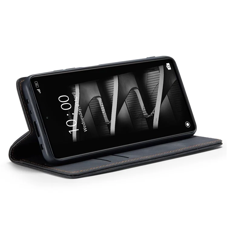 CASEME 013 Series Capa de telefone para Xiaomi Redmi Note 12 Pro+ 5G Capa de couro sintético Carteira Suporte - Preto 