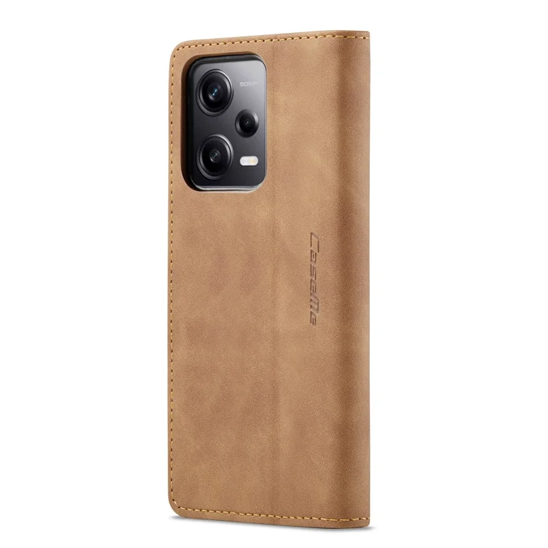 CASEME 013 Series Phone Shell for Xiaomi Redmi Note 12 Pro+ 5G PU Leather Case Wallet Stand Cover - Brown