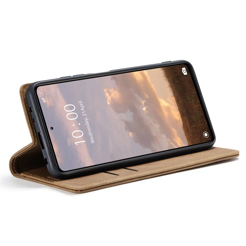 CASEME 013 Series Phone Shell for Xiaomi Redmi Note 12 Pro+ 5G PU Leather Case Wallet Stand Cover - Brown