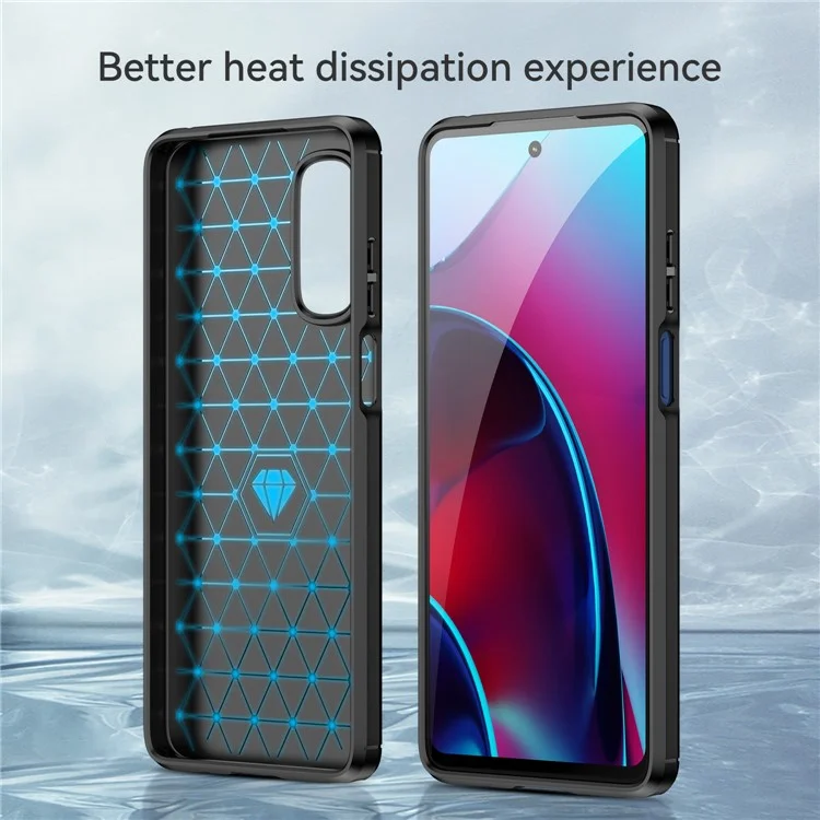 Pour Motorola Moto G Stylus 5G (2022) Texture en fibre de carbone brossée Coque de téléphone portable avec protection contre les chocs - Noir