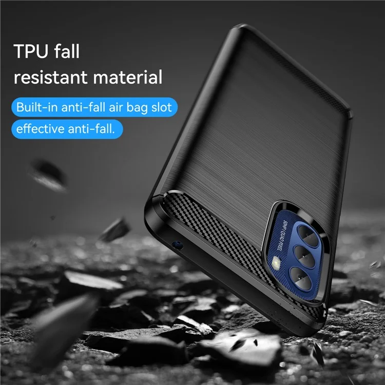 Pour Motorola Moto G Stylus 5G (2022) Texture en fibre de carbone brossée Coque de téléphone portable avec protection contre les chocs - Noir
