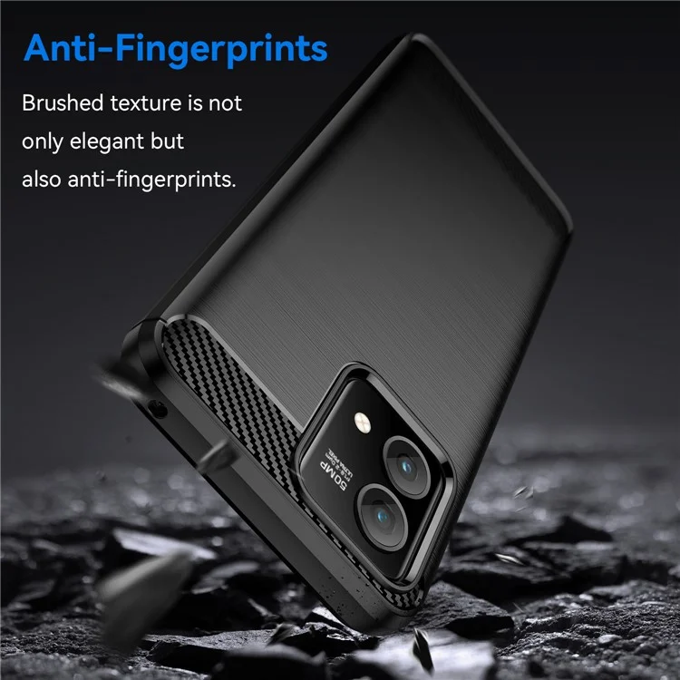 For Motorola Moto G Stylus 5G (2023) Phone Case Carbon Fiber Texture Soft TPU Brushed Surface Protective Cover - Black