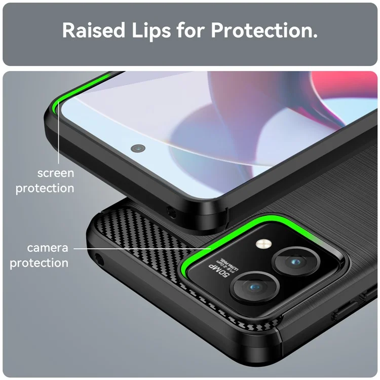 For Motorola Moto G Stylus 5G (2023) Phone Case Carbon Fiber Texture Soft TPU Brushed Surface Protective Cover - Black