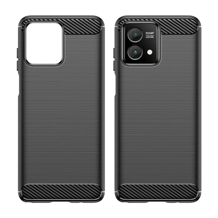 For Motorola Moto G Stylus 5G (2023) Phone Case Carbon Fiber Texture Soft TPU Brushed Surface Protective Cover - Black