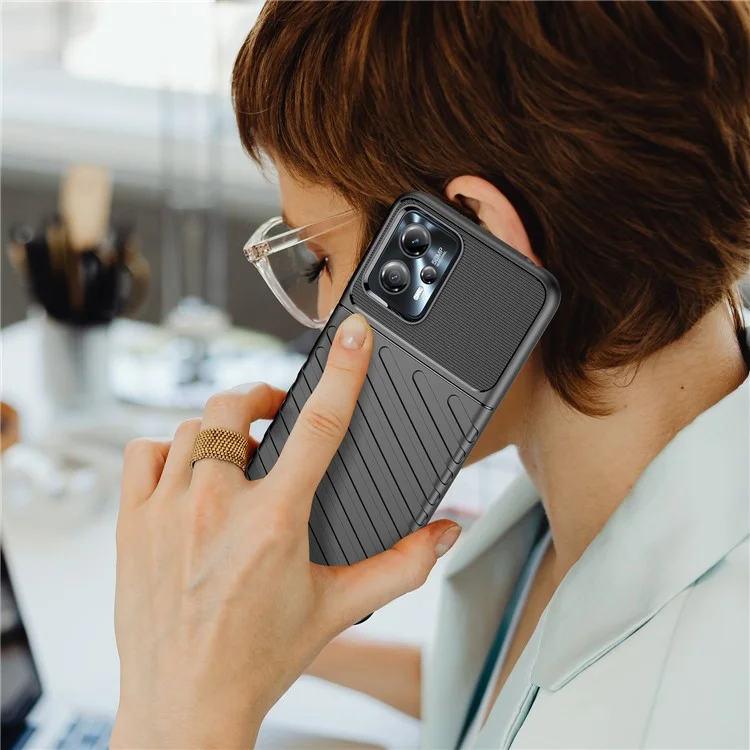 Для Motorola Moto G13 4G / G23 4G Серия Thunder Чехол-раковина со структурой твила для смартфонов Усиленный TPU Чехол для сотового телефона - Черный