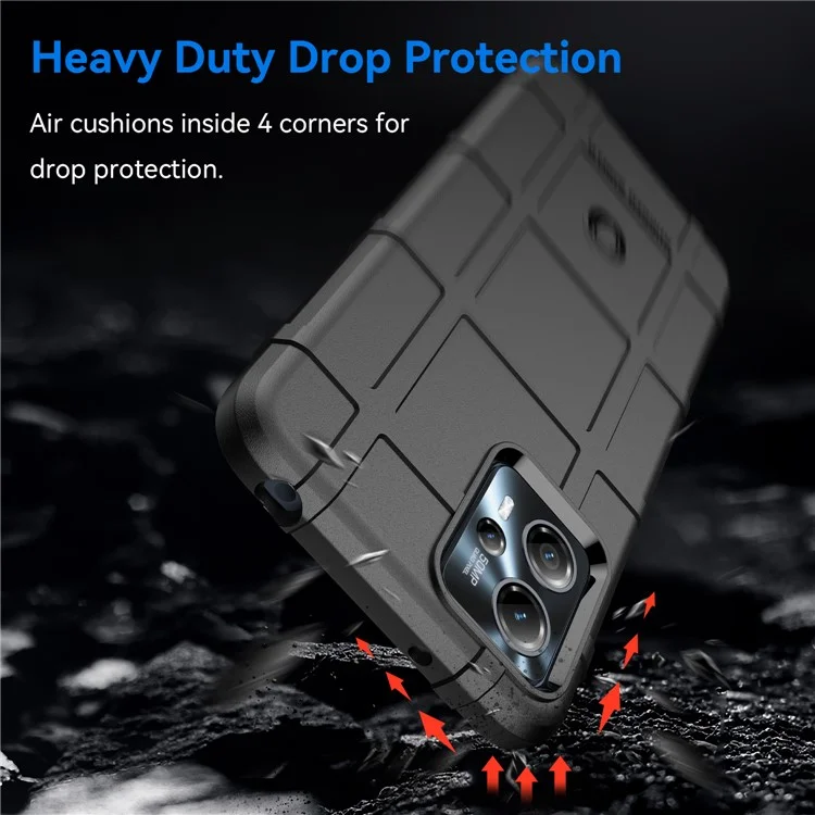 Für Motorola Moto G13 4G / G23 4G stoßfeste, weiche TPU-Handyhülle, Schutzcase mit quadratischer Gitterstruktur - Schwarz