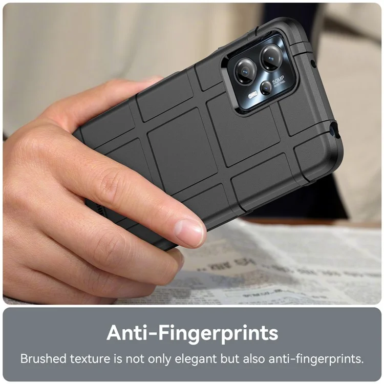 Für Motorola Moto G13 4G / G23 4G stoßfeste, weiche TPU-Handyhülle, Schutzcase mit quadratischer Gitterstruktur - Schwarz