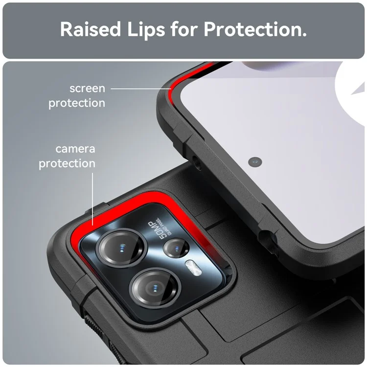 Für Motorola Moto G13 4G / G23 4G stoßfeste, weiche TPU-Handyhülle, Schutzcase mit quadratischer Gitterstruktur - Schwarz