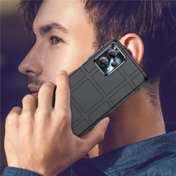 Für Motorola Moto G13 4G / G23 4G stoßfeste, weiche TPU-Handyhülle, Schutzcase mit quadratischer Gitterstruktur - Schwarz