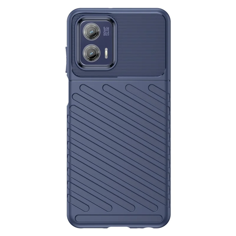 For Motorola Moto G73 5G Thunder Series Shockproof TPU Phone Case Thickened Twill Texture Cell Phone Case - Blue