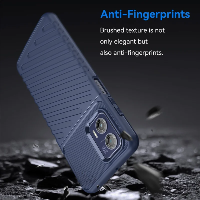 For Motorola Moto G73 5G Thunder Series Shockproof TPU Phone Case Thickened Twill Texture Cell Phone Case - Blue