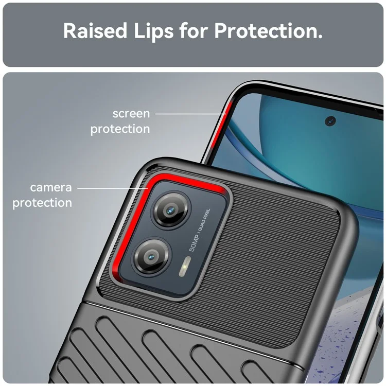 Para Motorola Moto G53 5G Funda para teléfono serie Thunder Funda de teléfono TPU engrosada Textura de tela a cuadros Funda antideslizante para teléfono - Negro