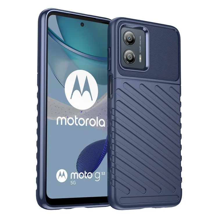Para o Motorola Moto G53 5G Thunder Series Phone Shell Thickened TPU Phone Case Twill Texture Anti-Slip Phone Cover - Azul