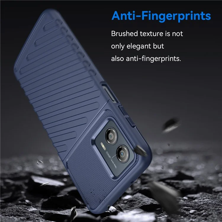 Para o Motorola Moto G53 5G Thunder Series Phone Shell Thickened TPU Phone Case Twill Texture Anti-Slip Phone Cover - Azul