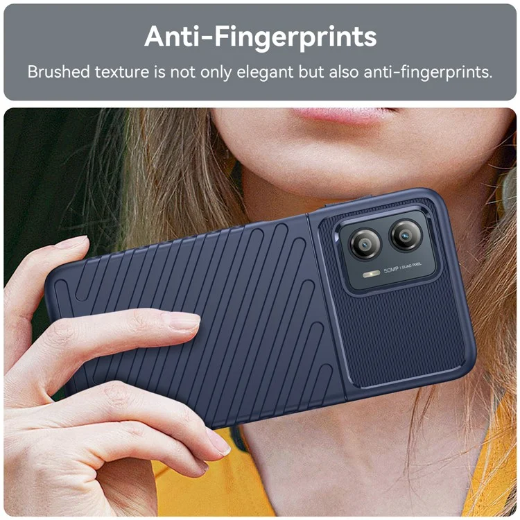 Para o Motorola Moto G53 5G Thunder Series Phone Shell Thickened TPU Phone Case Twill Texture Anti-Slip Phone Cover - Azul