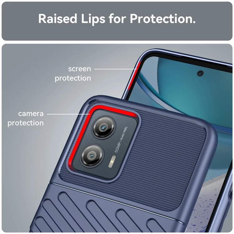 Para o Motorola Moto G53 5G Thunder Series Phone Shell Thickened TPU Phone Case Twill Texture Anti-Slip Phone Cover - Azul
