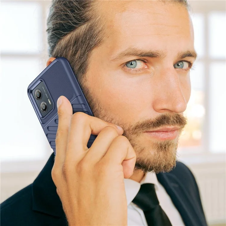 Para o Motorola Moto G53 5G Thunder Series Phone Shell Thickened TPU Phone Case Twill Texture Anti-Slip Phone Cover - Azul