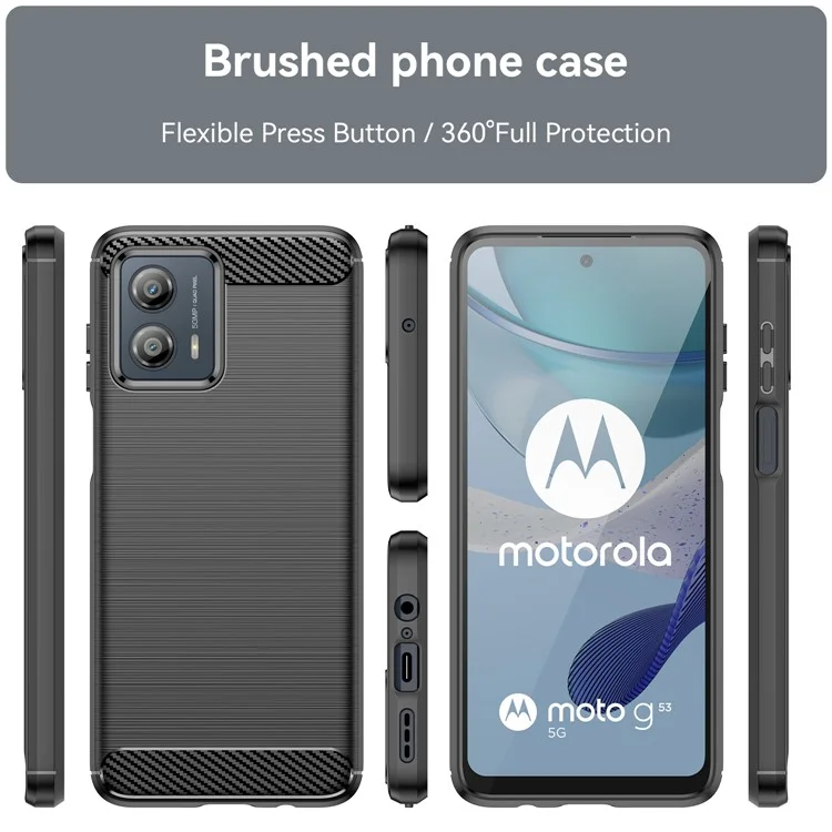 Para Motorola Moto G53 5G Brushed Phone Case Carbon Fiber Texture Phone Shell Mobile Phone Cover - Negro