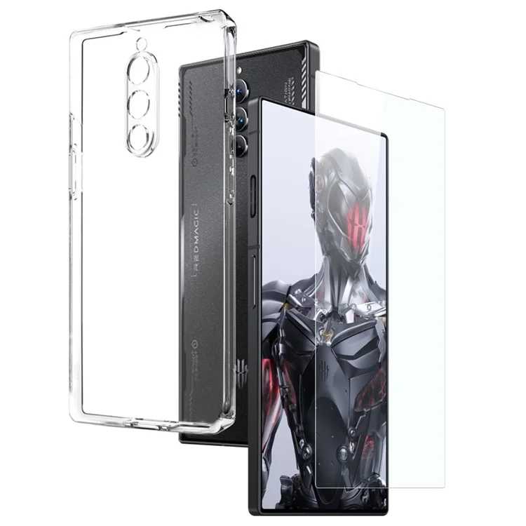 NORTHJO для ZTE nubia Red Magic 8 Pro 5G / 8 Pro+ 5G Прозрачный чехол для телефона TPU + защитная пленка из закаленного стекла - прозрачный