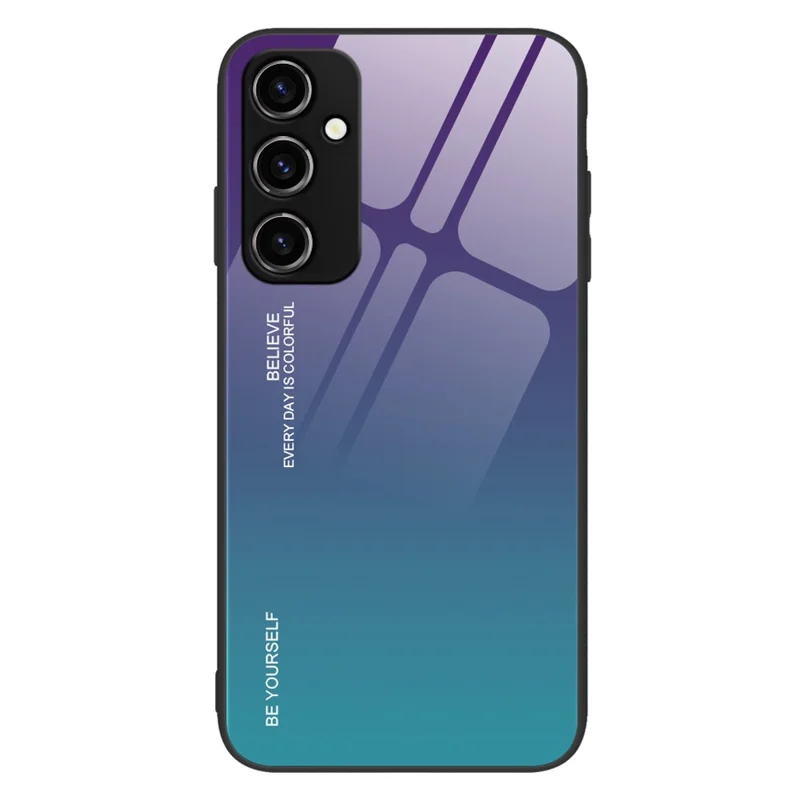 Gradient Color Phone Case for Samsung Galaxy A54 5G , Tempered Glass + PC + TPU Anti-Slip Phone Cover - Purple  /  Blue