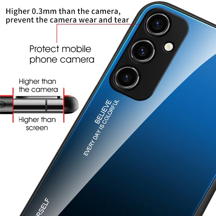 Gradient Color Phone Case for Samsung Galaxy A54 5G , Tempered Glass + PC + TPU Anti-Slip Phone Cover - Purple  /  Blue