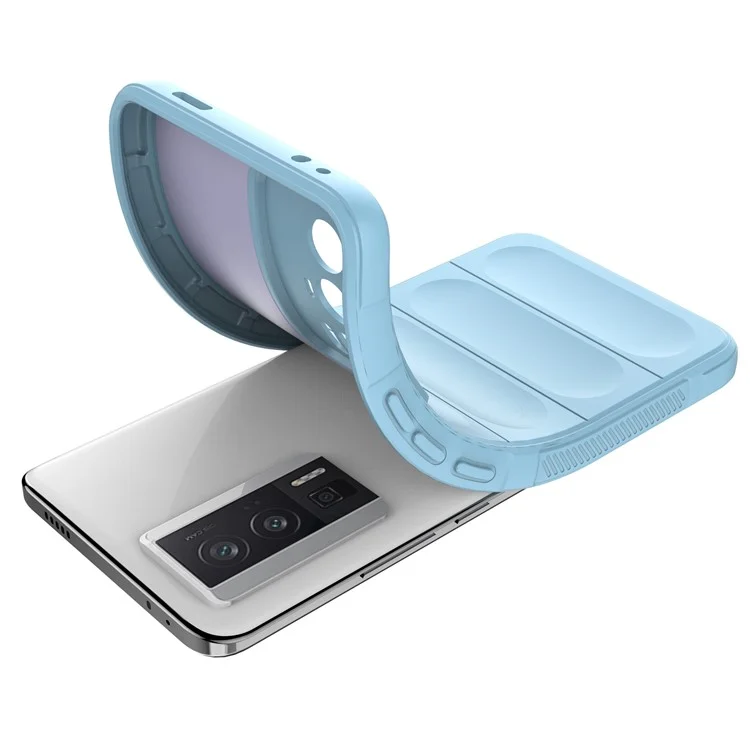 Pour Xiaomi Poco F5 Pro 5G / Redmi K60 Pro 5G / K60 5G Coque de téléphone en TPU flexible et antichoc - Coque de protection arrière robuste - Bleu bébé