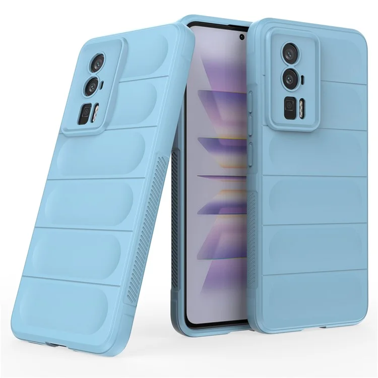 Pour Xiaomi Poco F5 Pro 5G / Redmi K60 Pro 5G / K60 5G Coque de téléphone en TPU flexible et antichoc - Coque de protection arrière robuste - Bleu bébé
