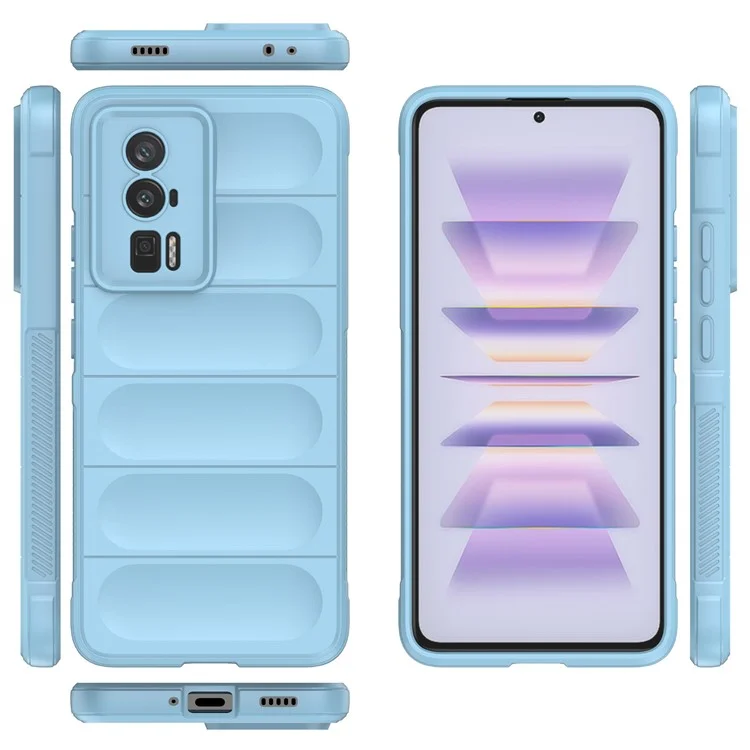 Pour Xiaomi Poco F5 Pro 5G / Redmi K60 Pro 5G / K60 5G Coque de téléphone en TPU flexible et antichoc - Coque de protection arrière robuste - Bleu bébé