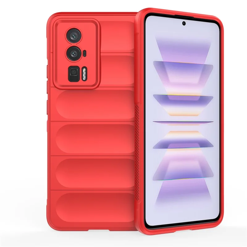 For Xiaomi Poco F5 Pro 5G / Redmi K60 Pro 5G / K60 5G Shockproof Flexible TPU Phone Case Rugged Phone Back Protective Shell Cover - Red