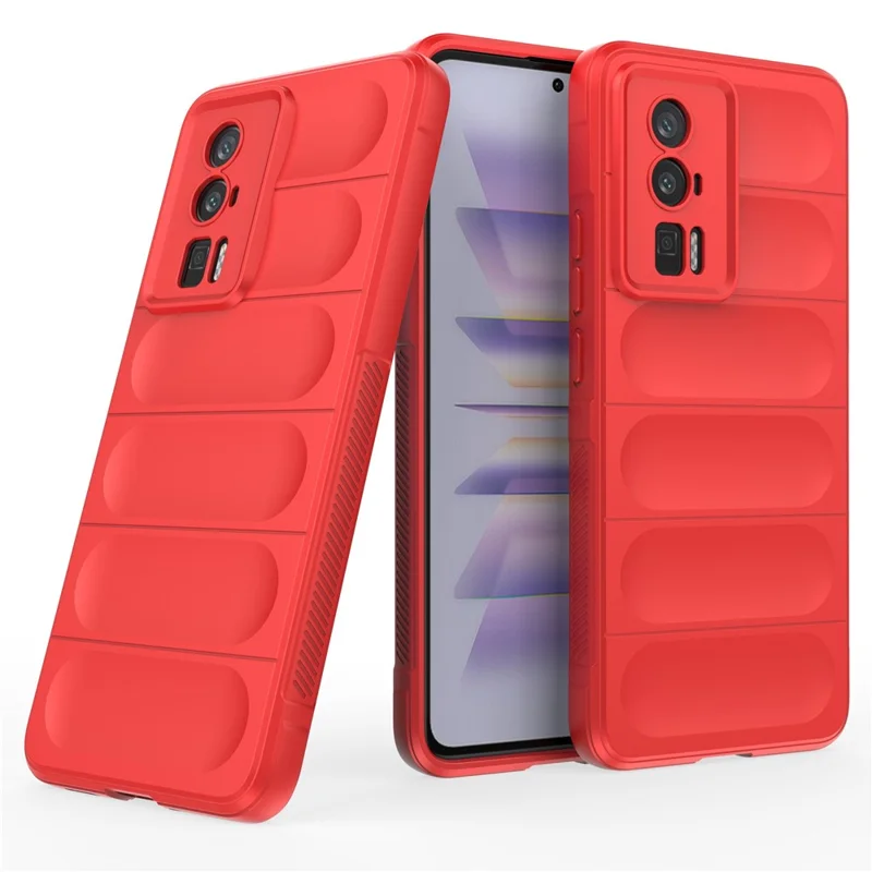 For Xiaomi Poco F5 Pro 5G / Redmi K60 Pro 5G / K60 5G Shockproof Flexible TPU Phone Case Rugged Phone Back Protective Shell Cover - Red